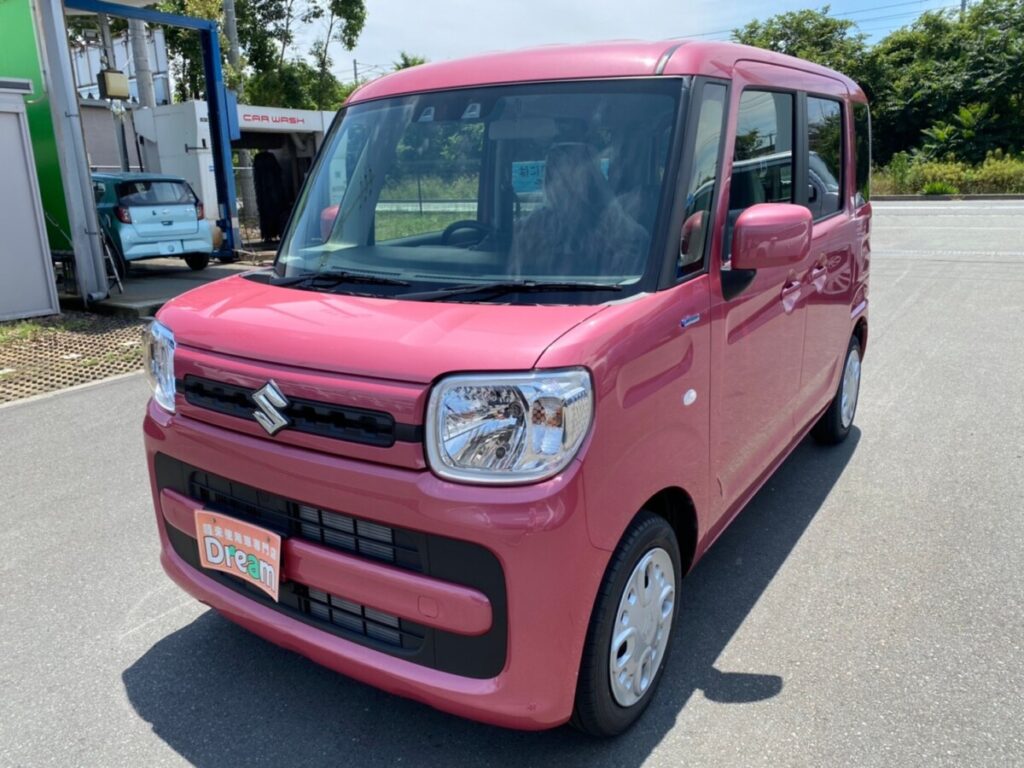 ピンクのスペーシア 加古川姫路明石で軽自動車を買うなら未使用車専門店ドリームで 軽自動車専門店 ドリーム